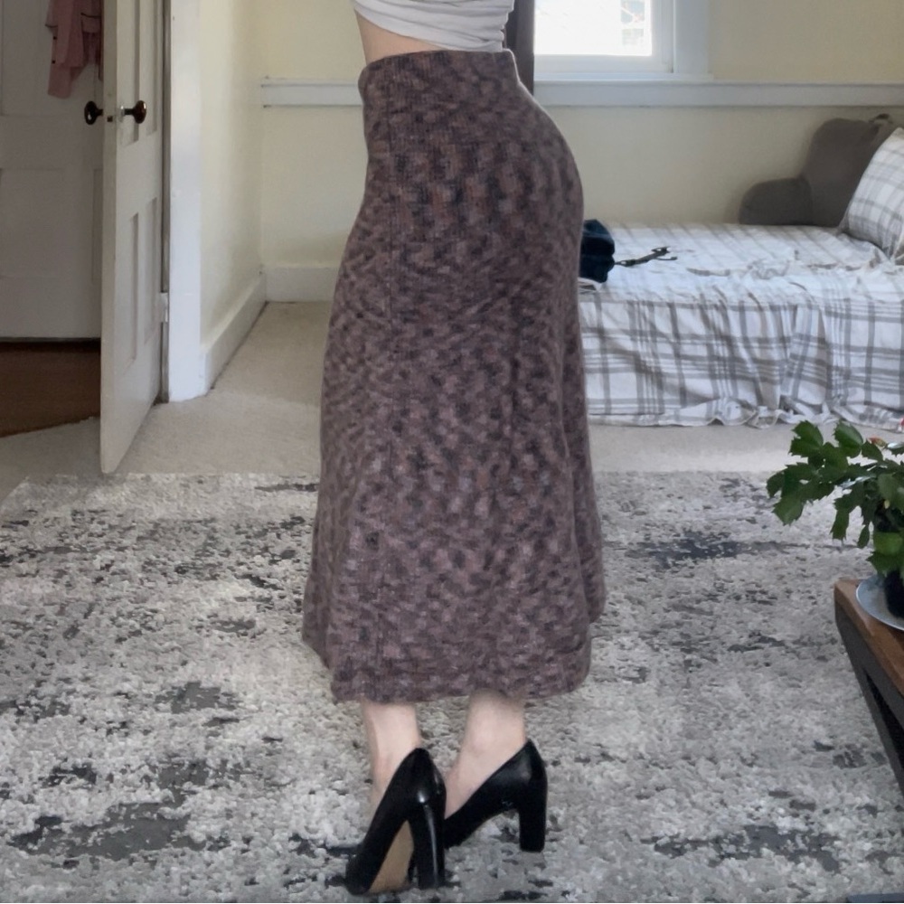 Anthropologie Pink Orange Grey Asymmetrical Pencil Midi Skirt Wool Blend Casual - Picture 5 of 8